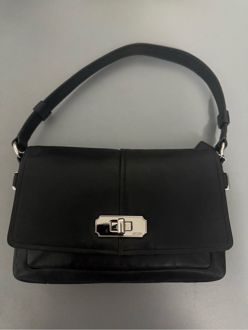 Coach Black Shoulder Bag with Silver Hardware